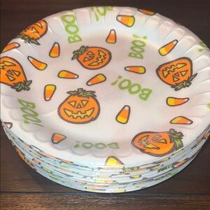 Halloween Boo Jack O’Lantern Candy Corn Styrofoam Party Plates